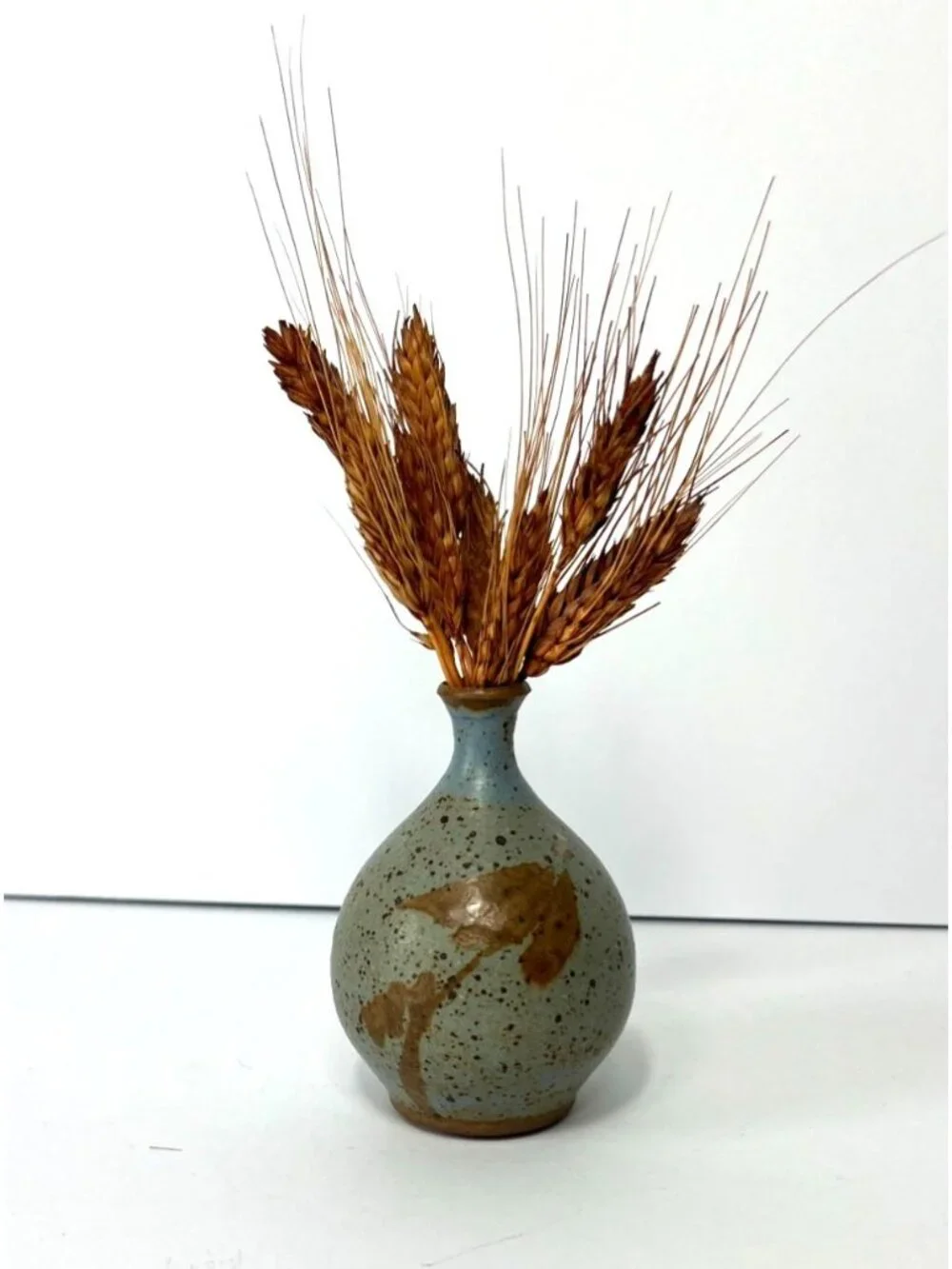 Vintage Studio Pottery Speckled Stoneware Glazed Decorative Vase Artist Signed